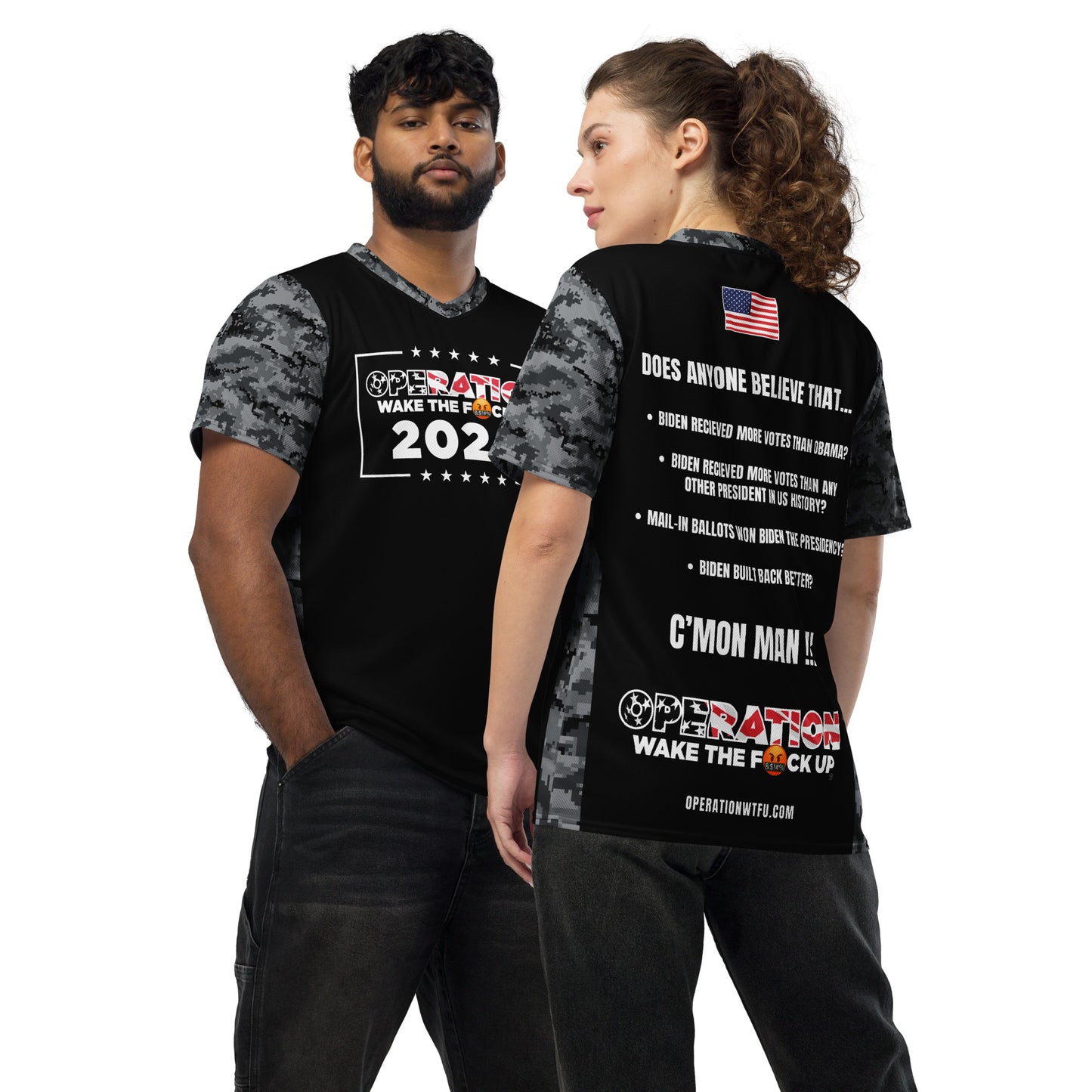Operation WTFU Camo Jersey - Grey Camo with White Text