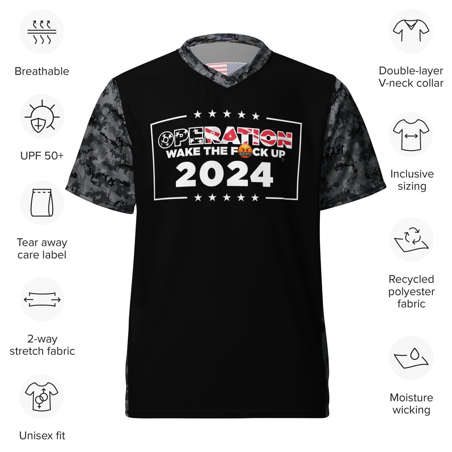 Operation WTFU Camo Jersey - Grey Camo with White Text