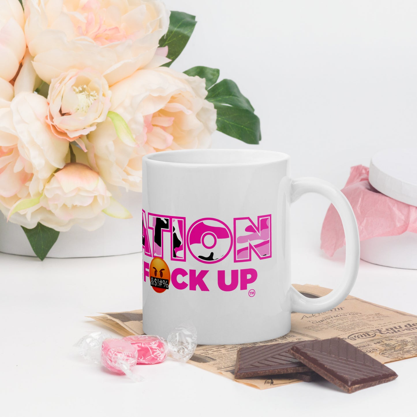 White glossy mug
