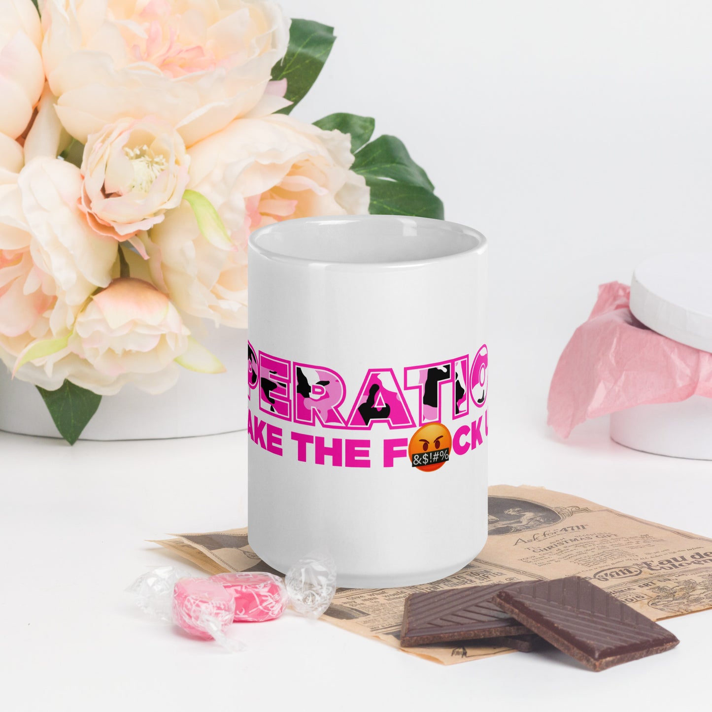 White glossy mug