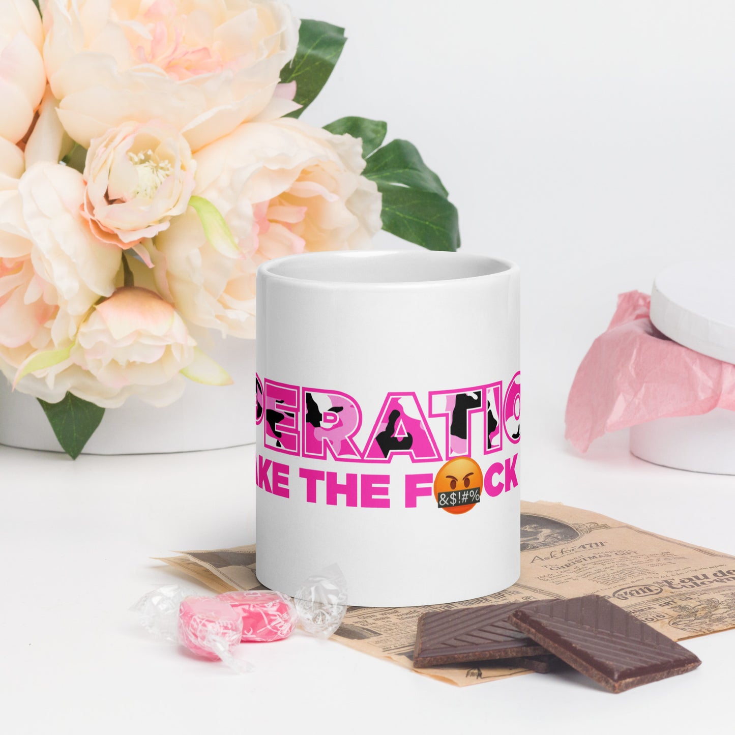White glossy mug