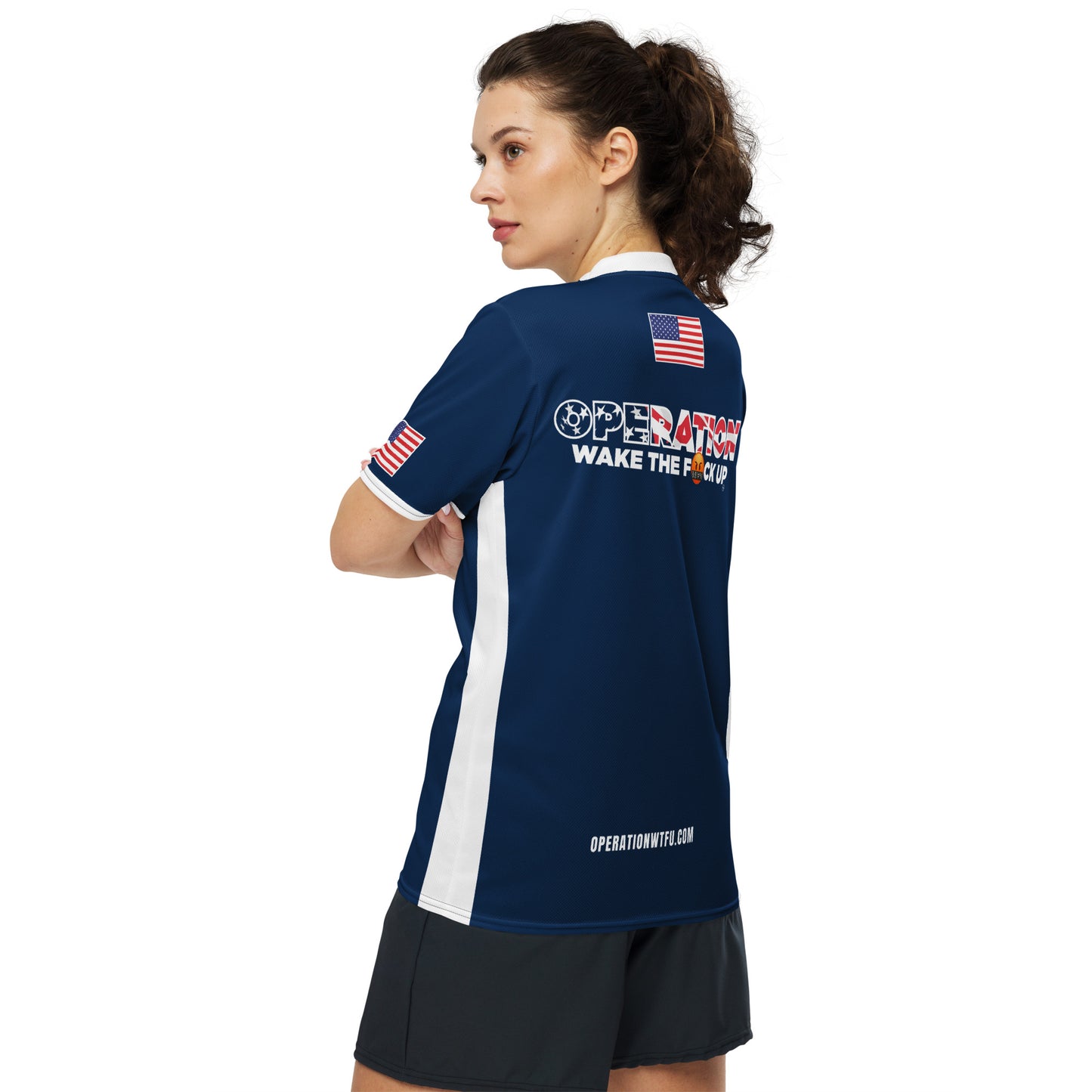 Operation WTFU Signature Jersey - Navy with White Collar and Logo Back