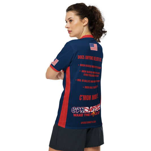 Operation WTFU Signature Jersey - Navy with Red Collar and Text Back