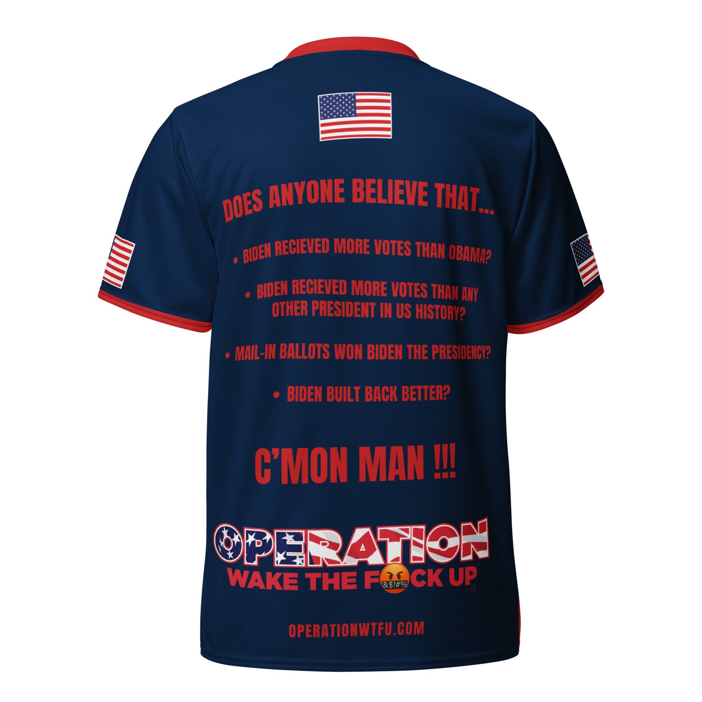 Operation WTFU Signature Jersey - Navy with Red Collar and Text Back