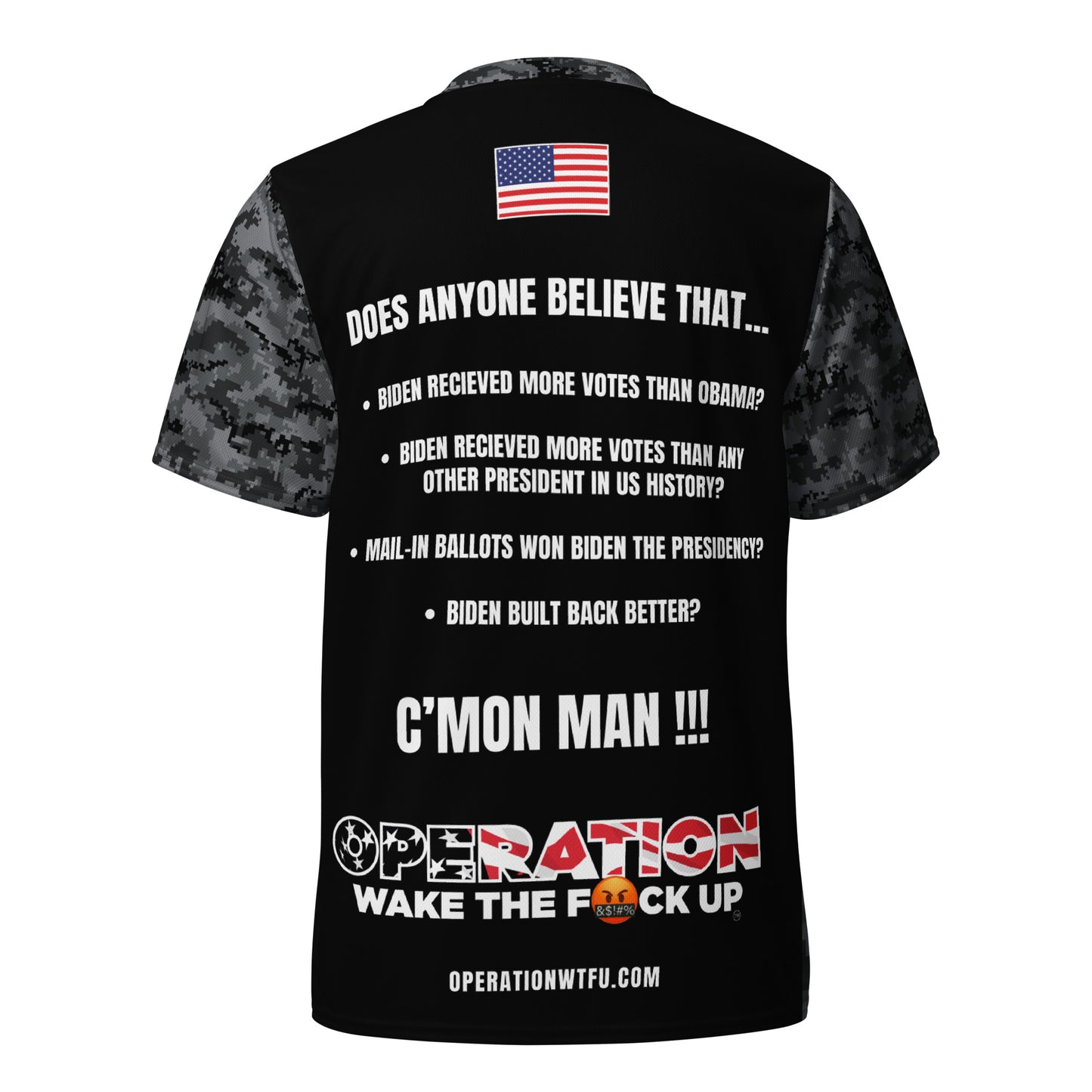 Operation WTFU Jersey with C'Mon Man!!! Back (Grey Camo/White)