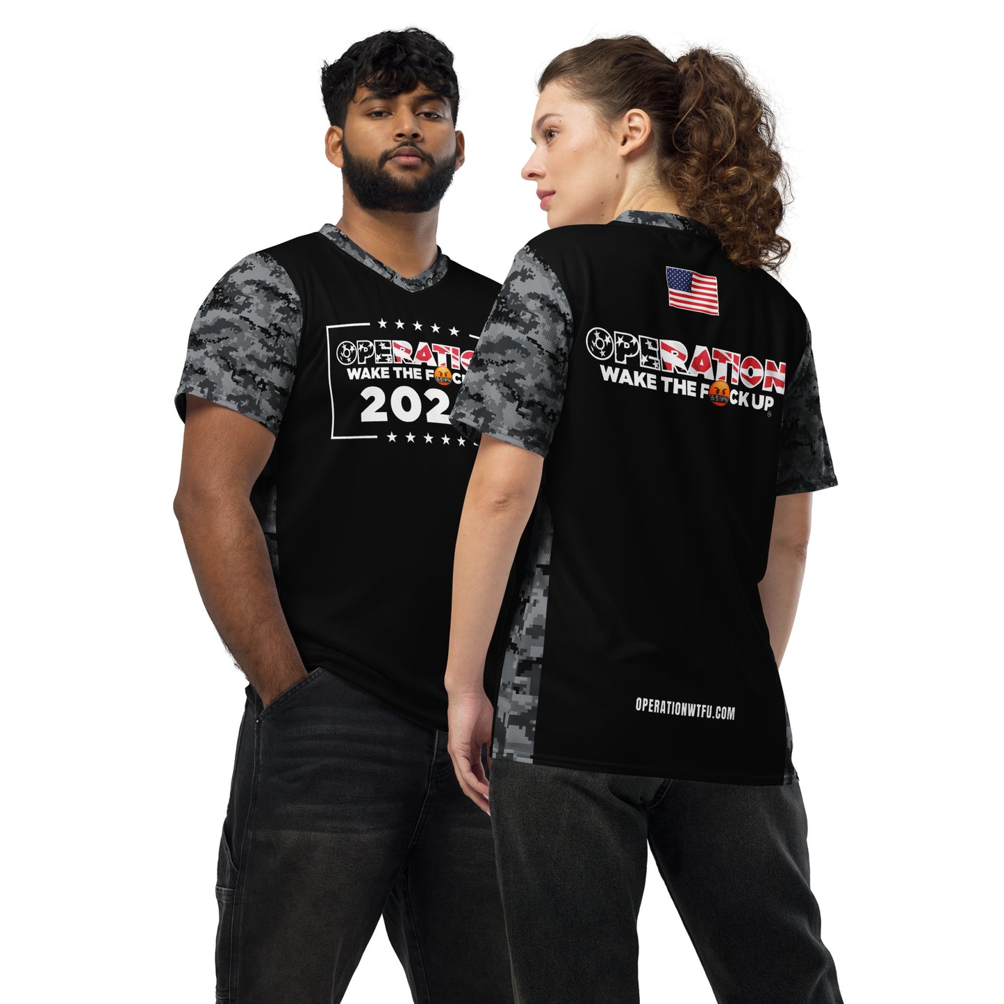 Operation WTFU Camo Jersey - Grey Camo with Red Text