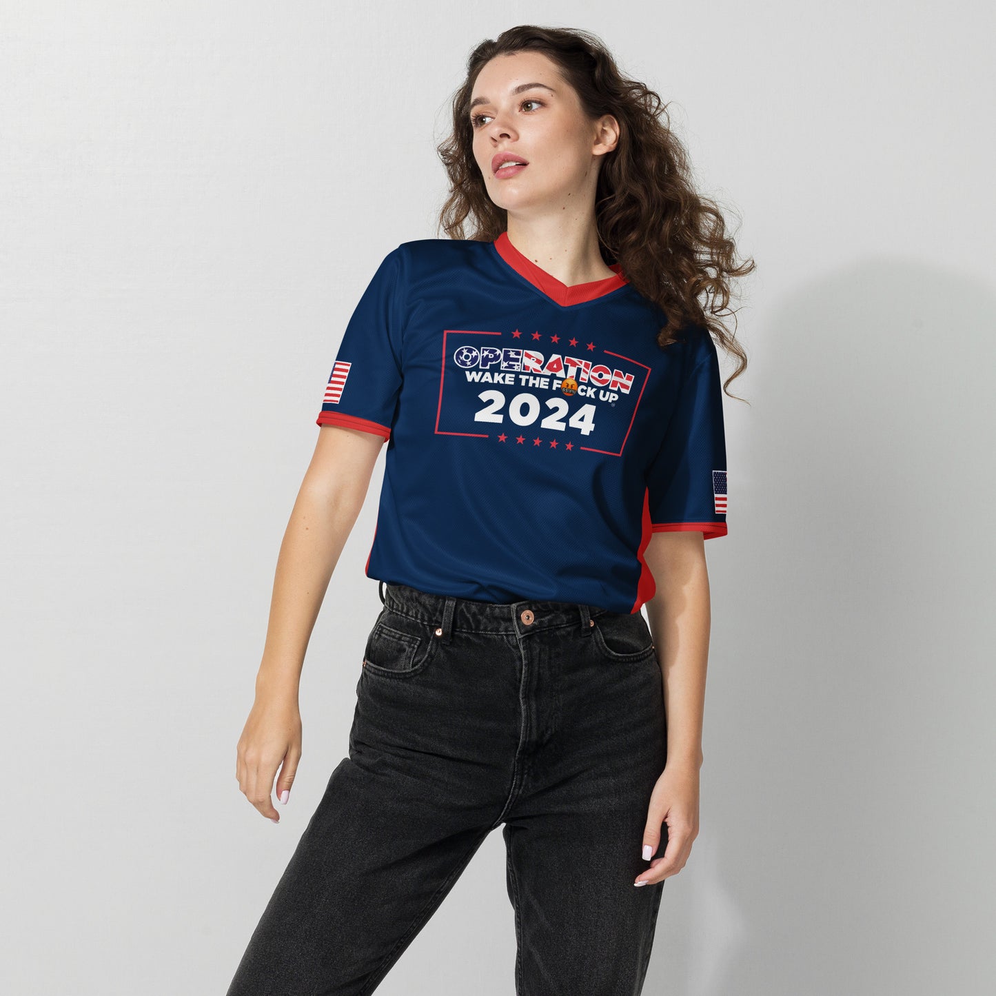 Operation WTFU Signature Jersey - Navy with Red Collar and Text Back