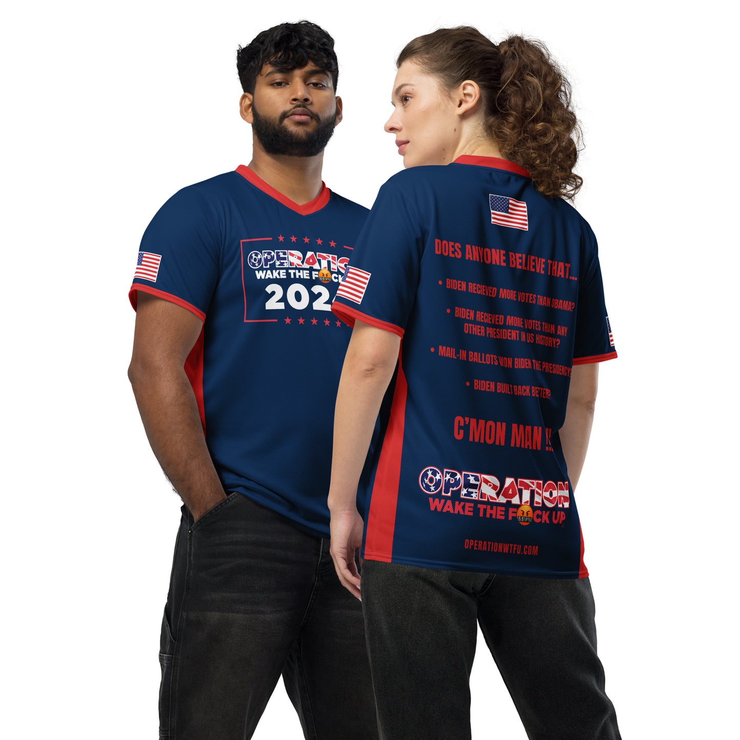 Operation WTFU Signature Jersey - Navy with Red Collar and Text Back