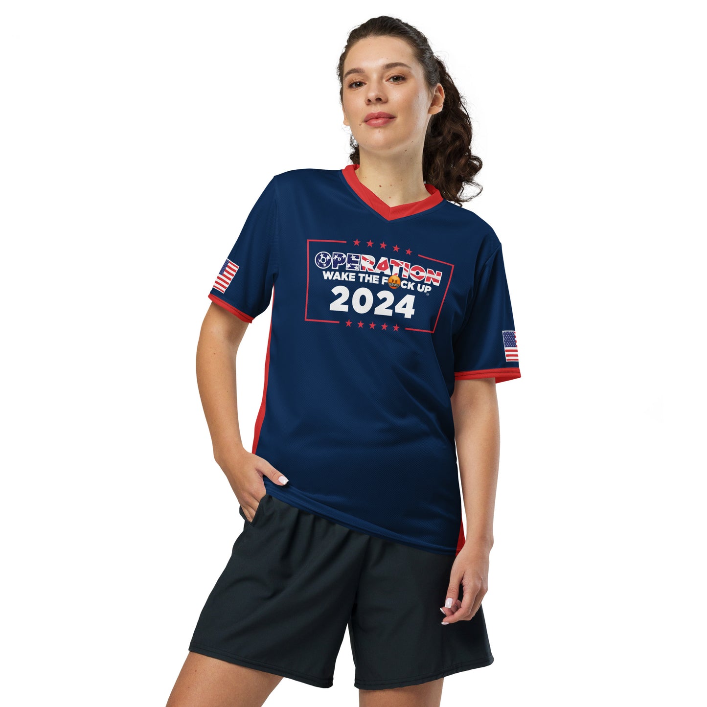 Operation WTFU Signature Jersey - Navy with Red Collar and Text Back