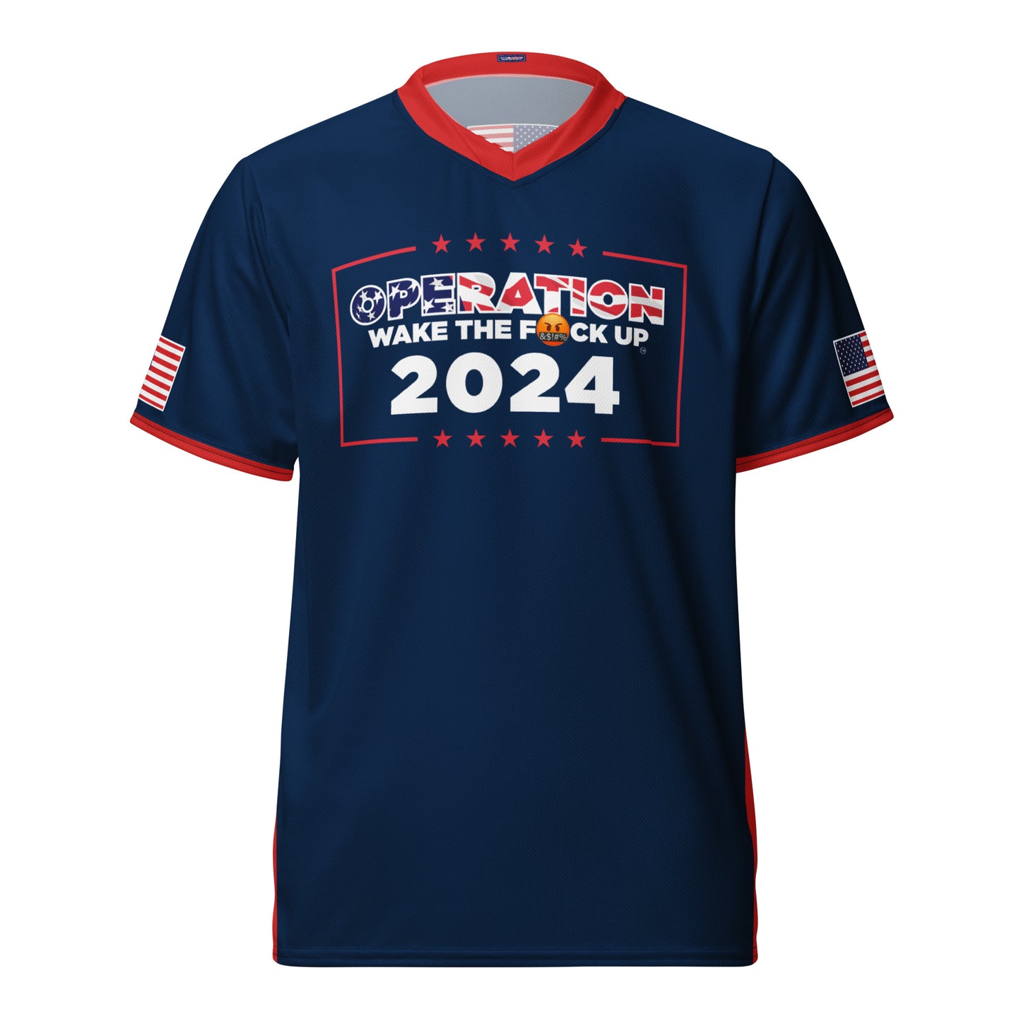 Operation WTFU Signature Jersey - Navy with Red Collar and Text Back