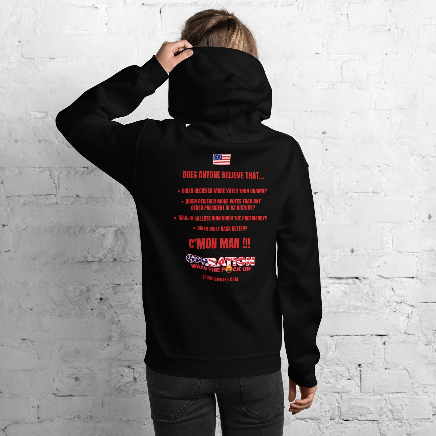 Operation WTFU Hoodie with C'Mon Man!!! Back (Navy/Red)