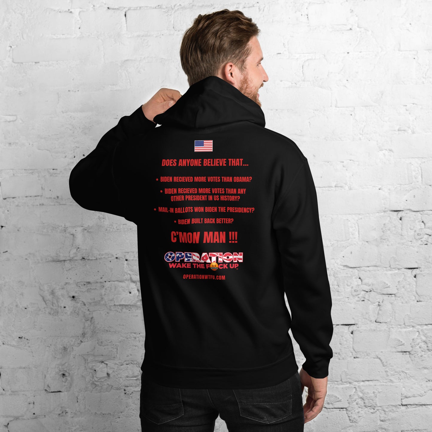 Operation WTFU Hoodie with C'Mon Man!!! Back (Navy/Red)