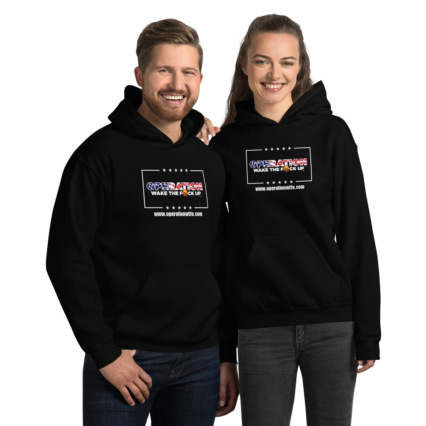 Operation WTFU Hoodie with C'Mon Man!!! Back (Black/White)