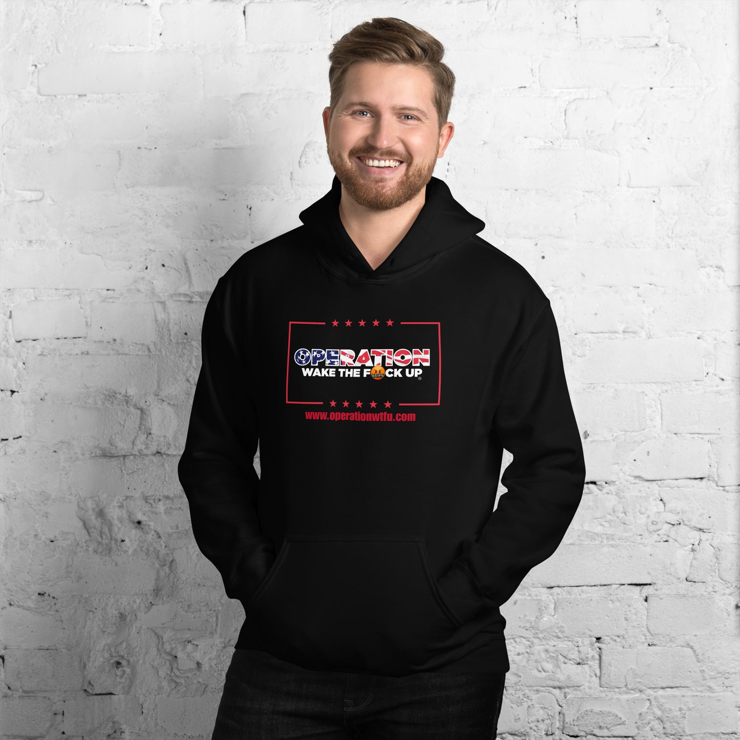 Operation WTFU Hoodie with C'Mon Man!!! Back (Black/Red)