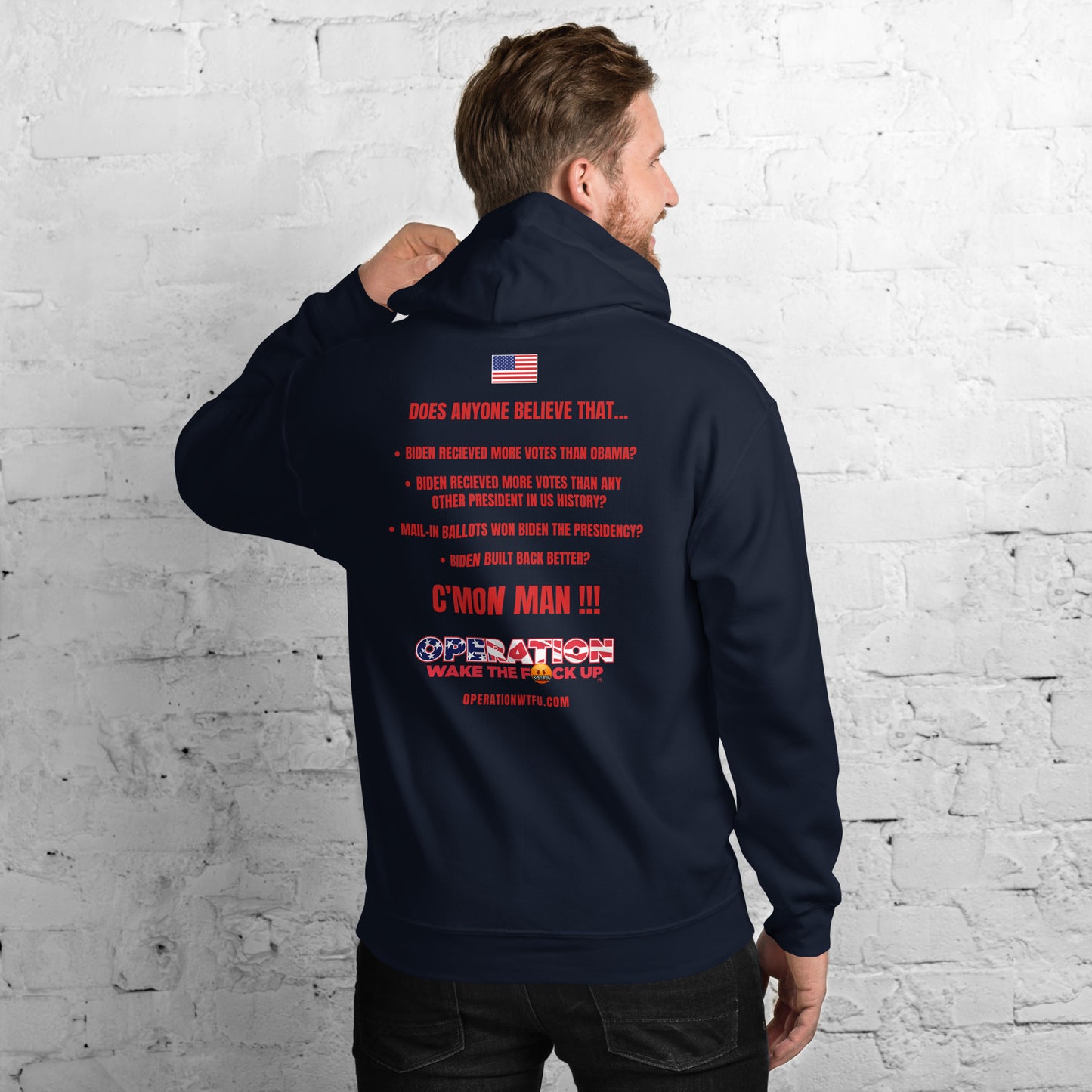 Operation WTFU Hoodie with C'Mon Man!!! Back (Black/Red)