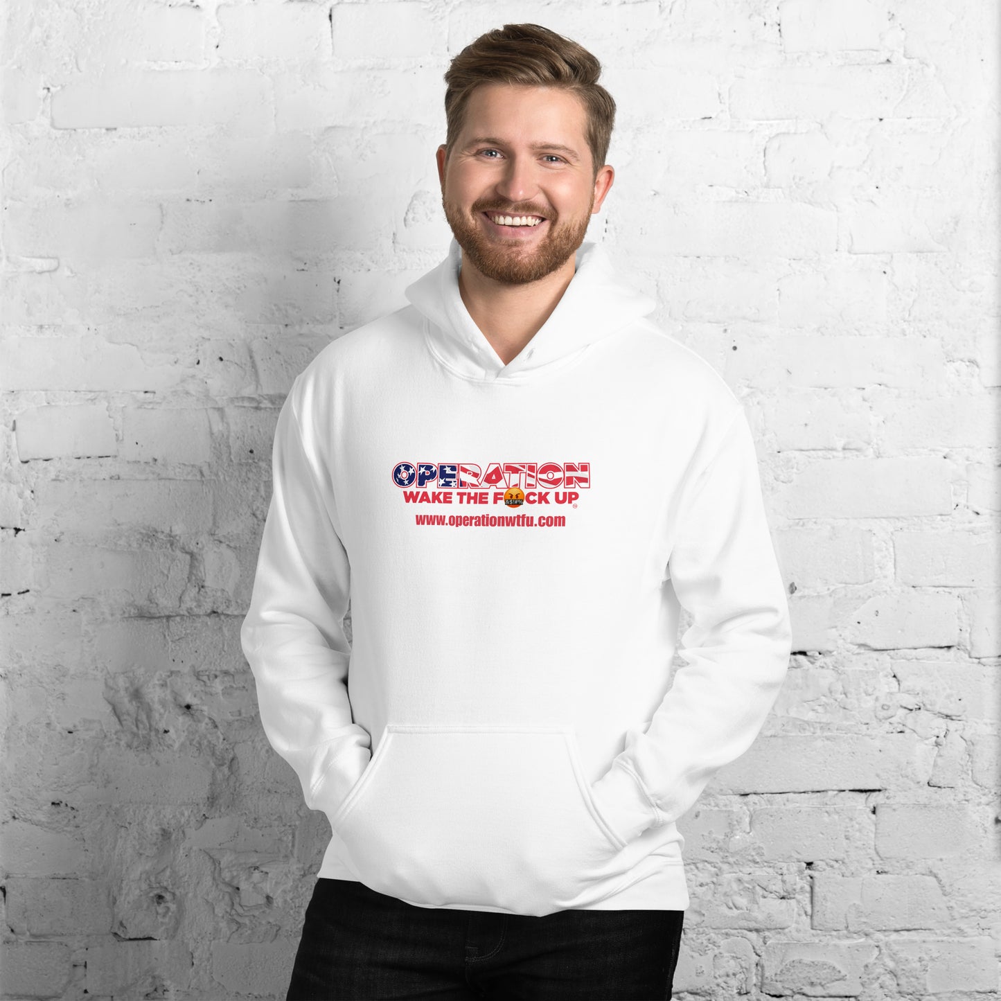 Operation WTFU Logo Hoodie (White/Red)