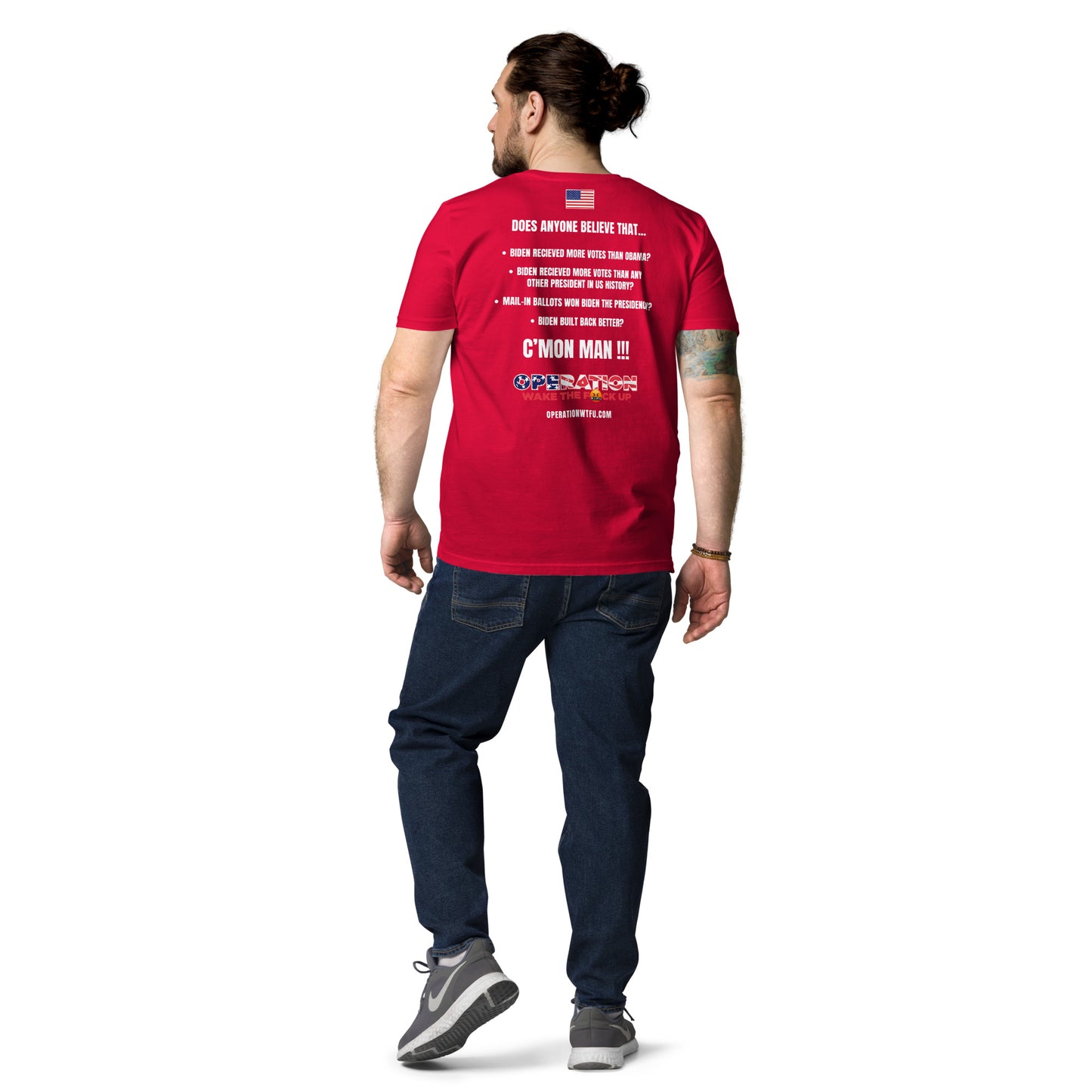 Men's Logo T-Shirt with C'Mon Man!!! Back (Red/White)