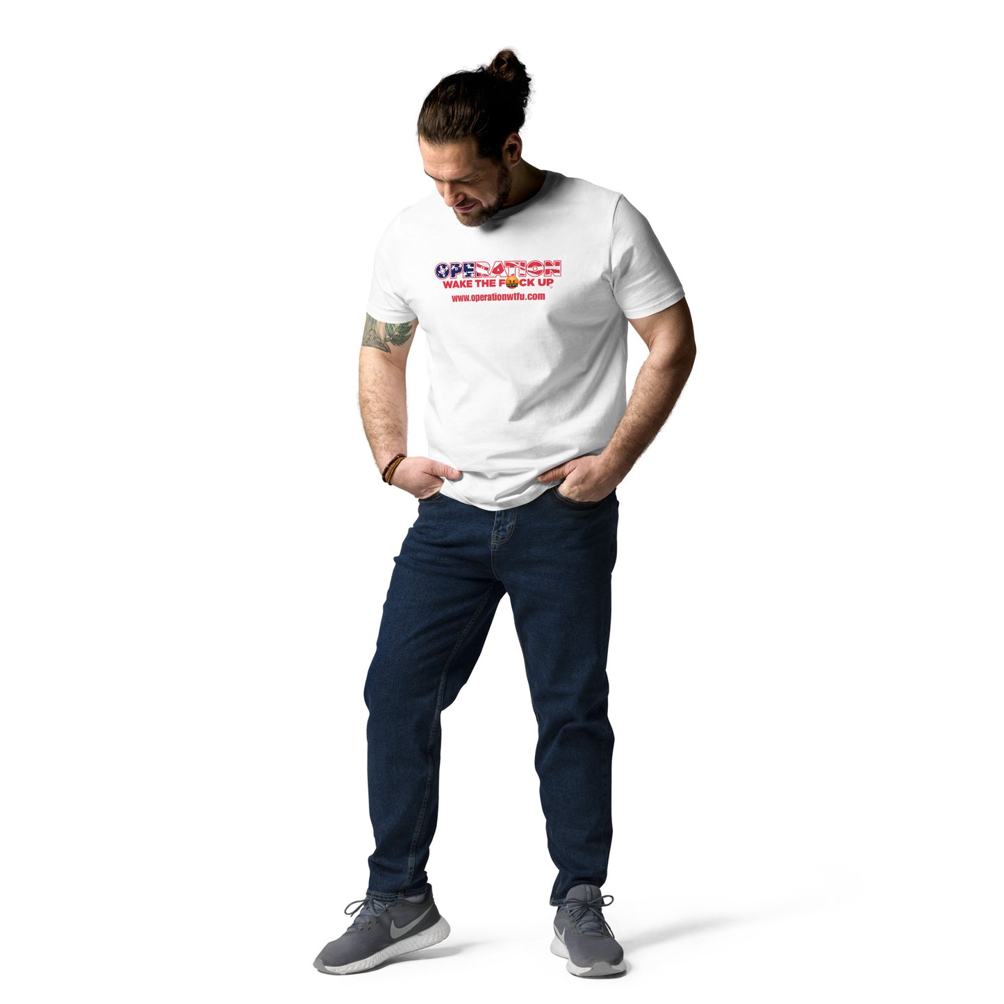 Men's Logo T-Shirt with C'Mon Man!!! Back (White/Red)