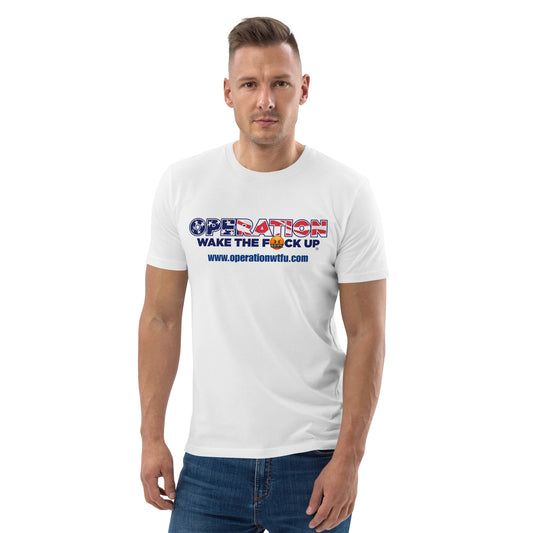 Men's Logo T-Shirt with C'Mon Man!!! Back (White/Navy)