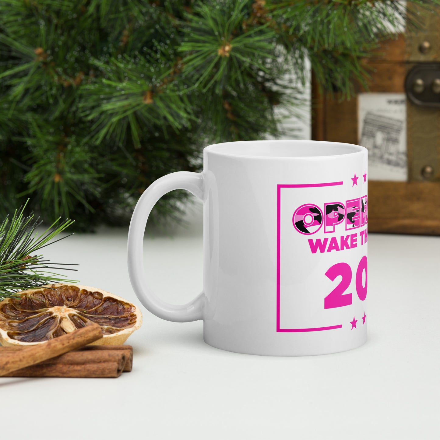 White glossy mug