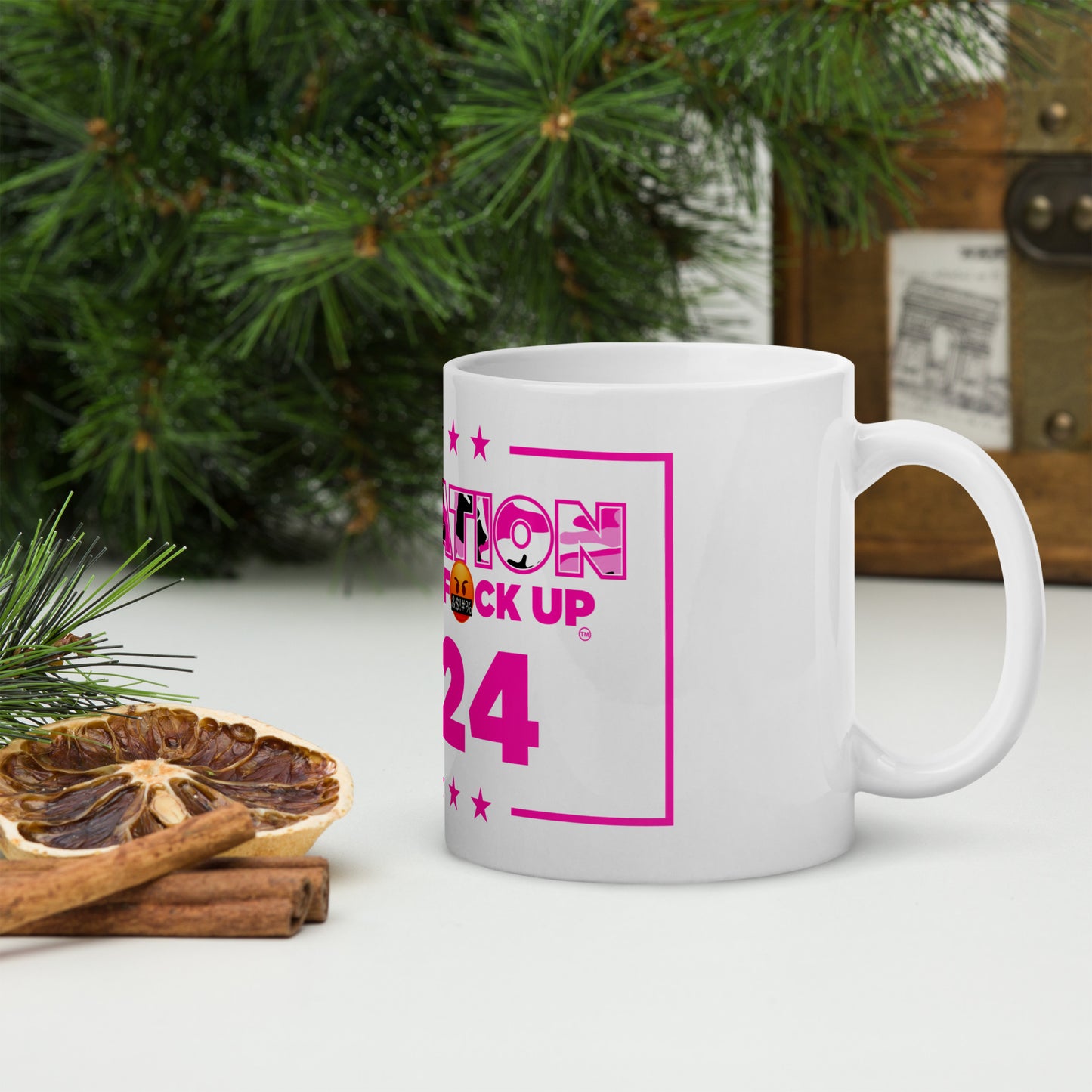 White glossy mug