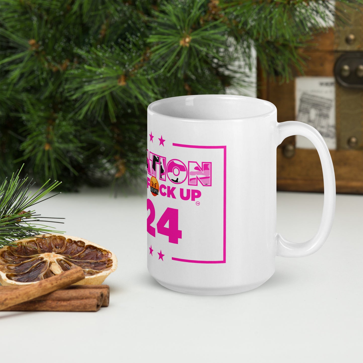 White glossy mug