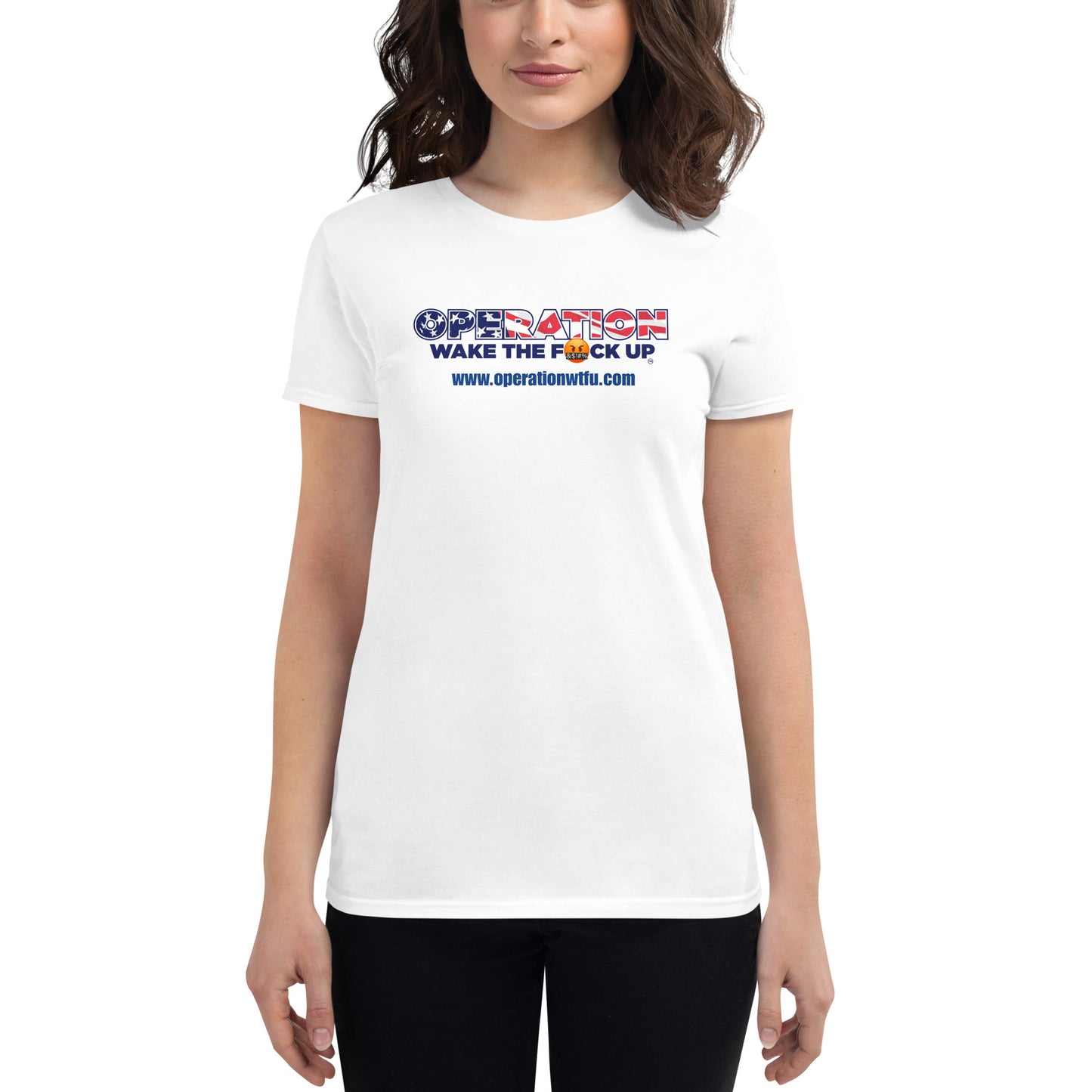 Women's Logo T-Shirt with C'Mon Man!!! Back (White/Navy)